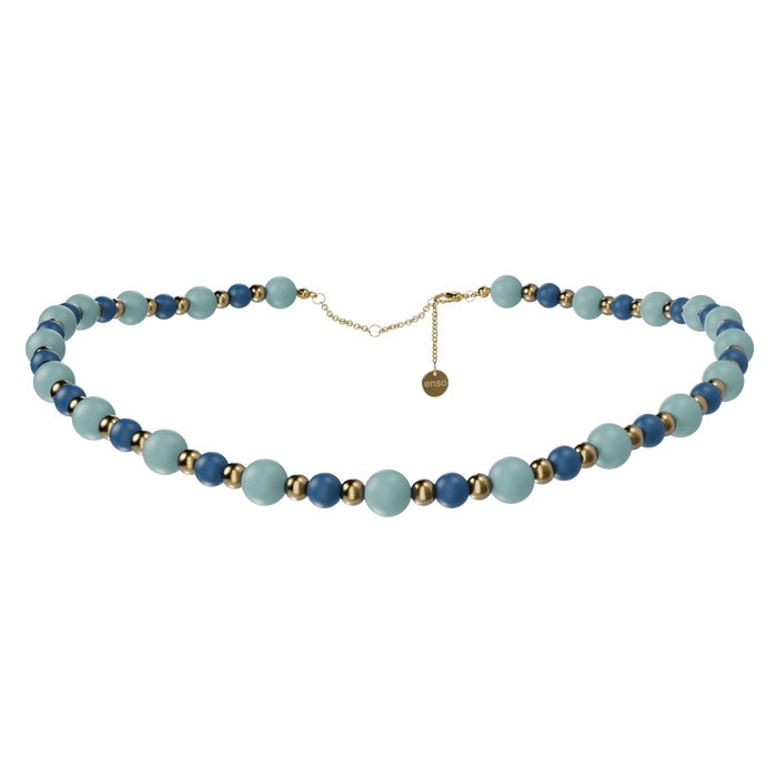 8mm Beaded Necklace - Denim & Gold