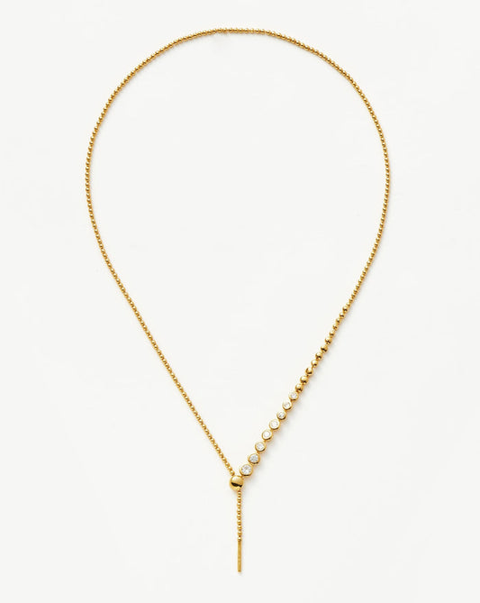 Articulated Beaded Stone Slider Lariat Necklace | 18ct Gold Plated Vermeil/Cubic Zirconia Necklaces Missoma