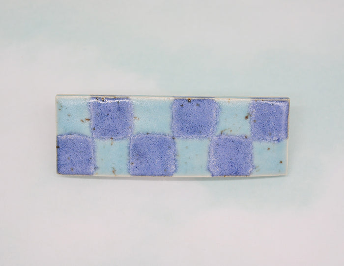 Blue Checker Barrette