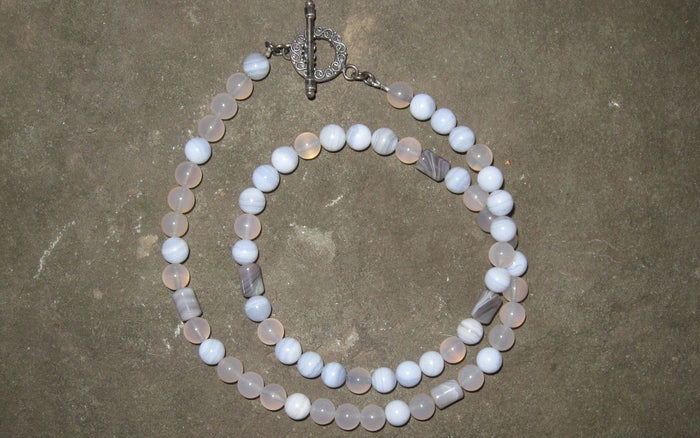 Blue Lace & Botswana Agate with Chalcedony | Of Coins & Crystals