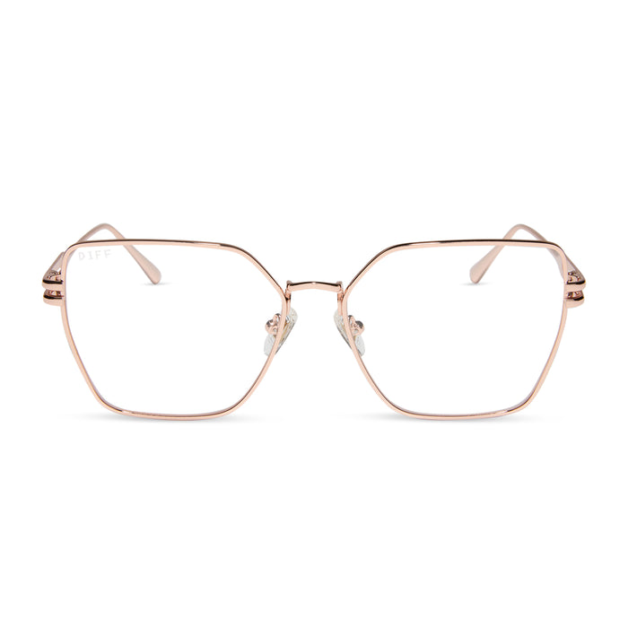 diff eyewear bonnie square glasses rose gold front view