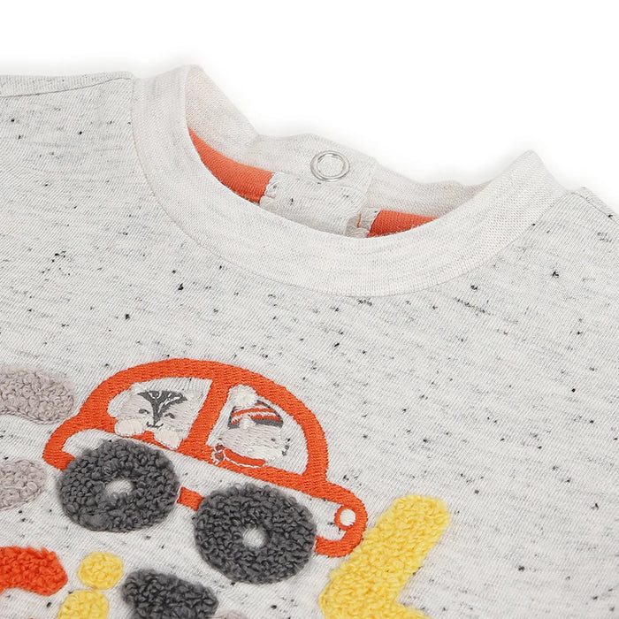 Boys Grey Typography Printed T-shirt