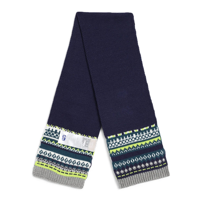 Boys Navy Blue & Grey Woollen Hat with Scarf