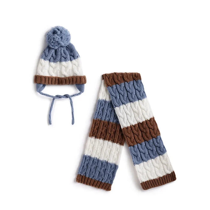 Boys Self Design Cap with scarf