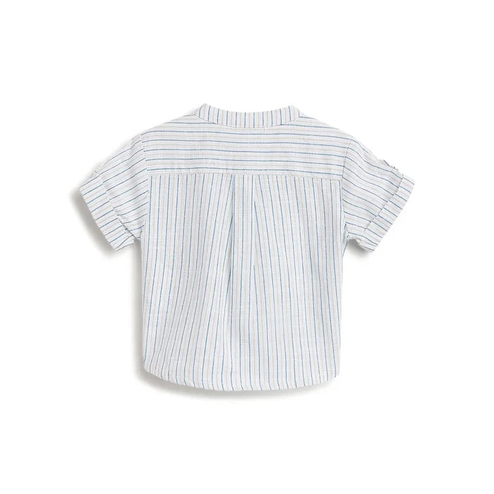Boys White and Blue Striped Shirt