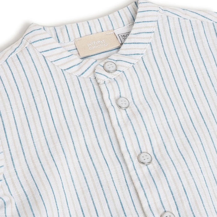 Boys White and Blue Striped Shirt