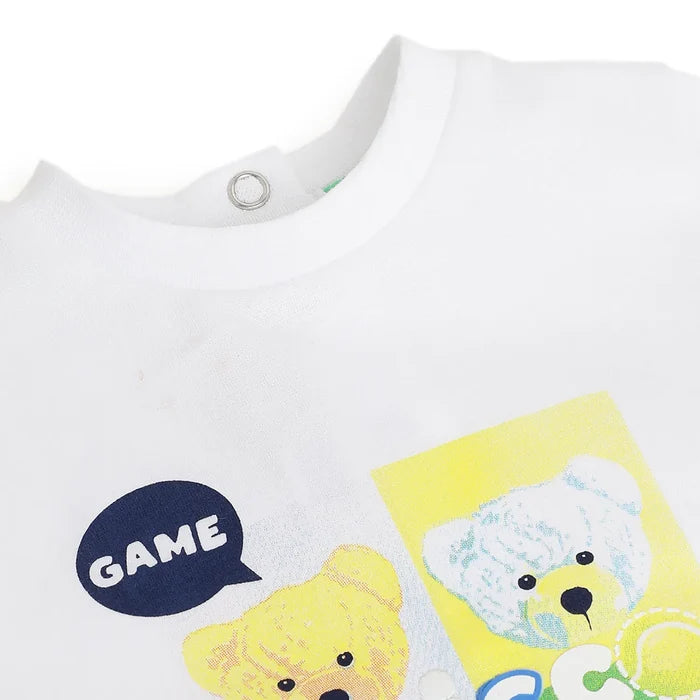Boys White Graphic Printed T-Shirt