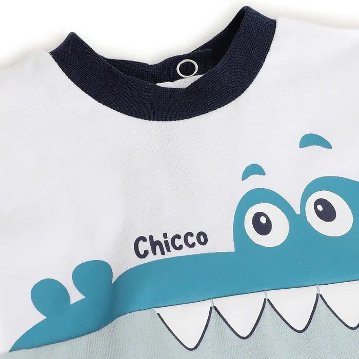Boys White Printed Cotton T-shirt