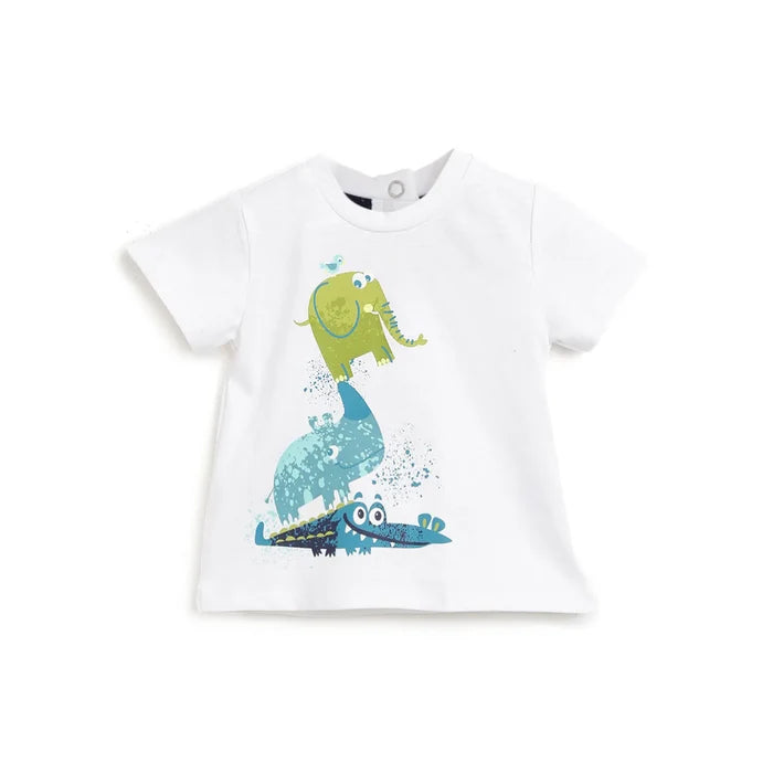 Boys White Printed T-shirt
