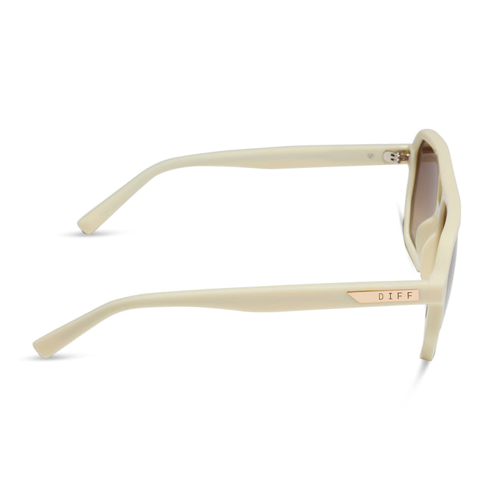 diff eyewear featuring the cameron navigator sunglasses with a courtside ivory frame and brown gradient polarized lenses side view