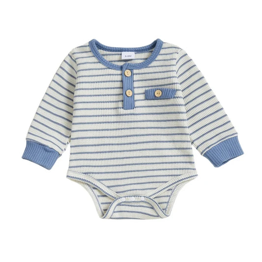 CARSON Striped Long-Sleeve Romper