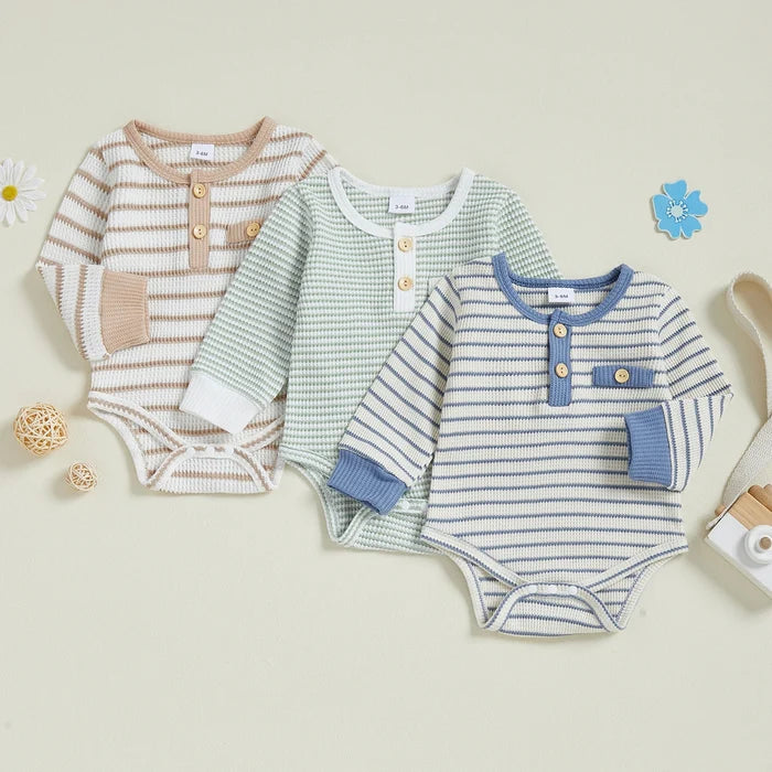 CARSON Striped Long-Sleeve Romper