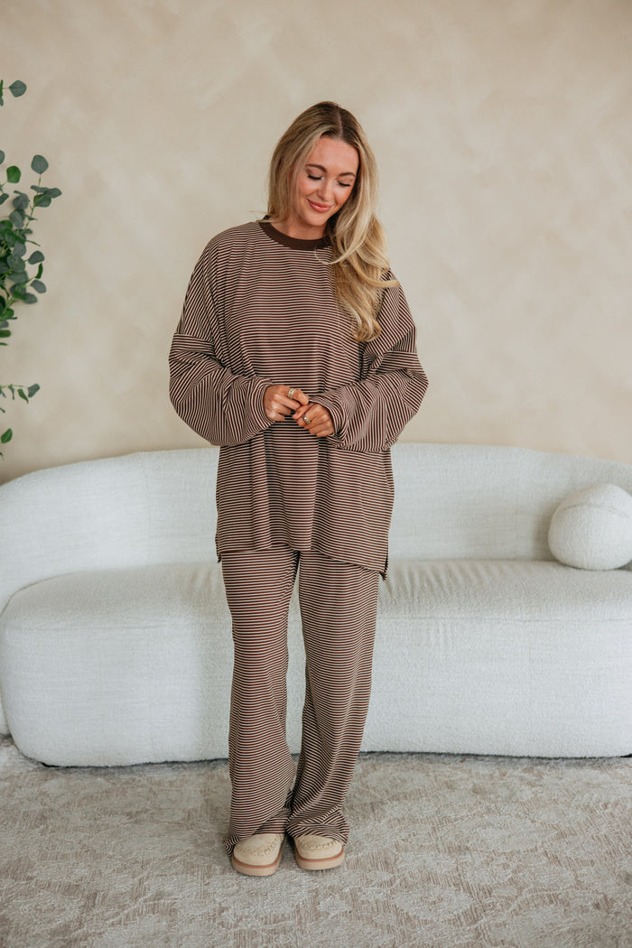 Cayla Striped Top - Chocolate Mix