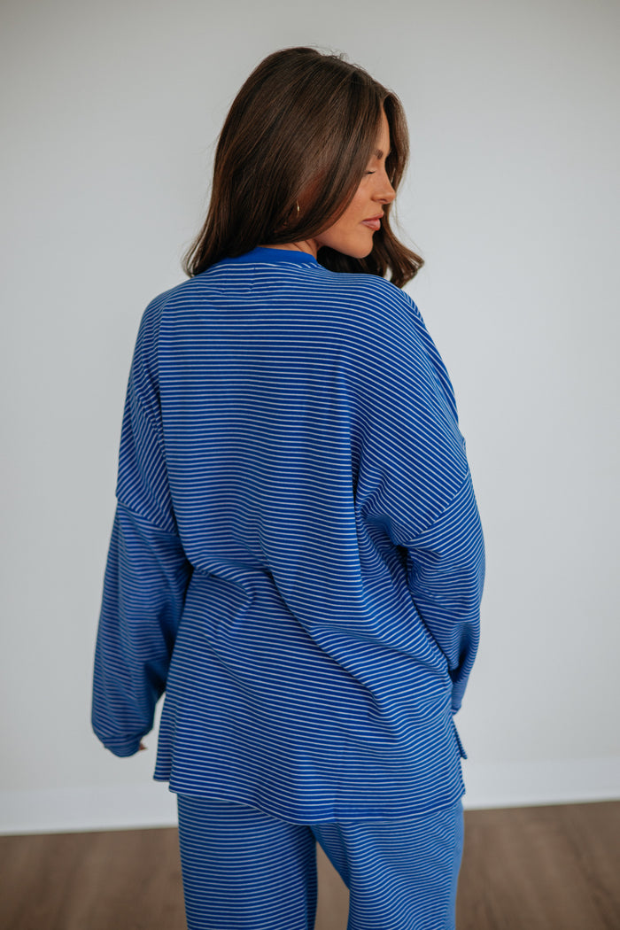 Cayla Striped Top - Cobalt Mix
