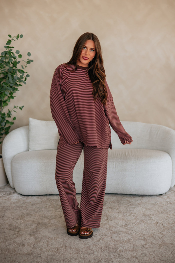 Cayla Striped Top - Cocoa Mix