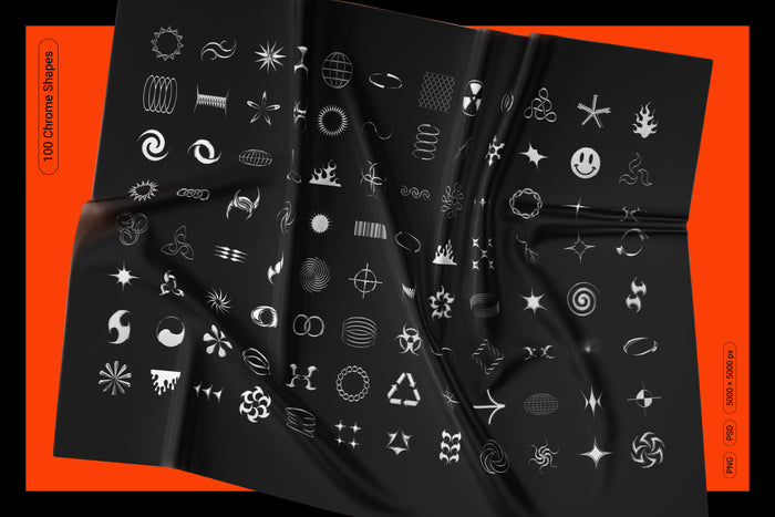 Chrome & Vector Abstract Shapes Bundle - 200 Unique Elements