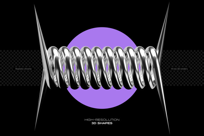 Chrome & Vector Abstract Shapes Bundle - 200 Unique Elements