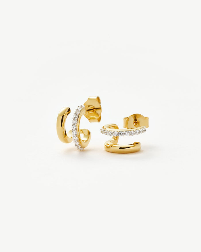 Classic Double Huggies | 18ct Gold Plated Vermeil/Cubic Zirconia Earrings Missoma