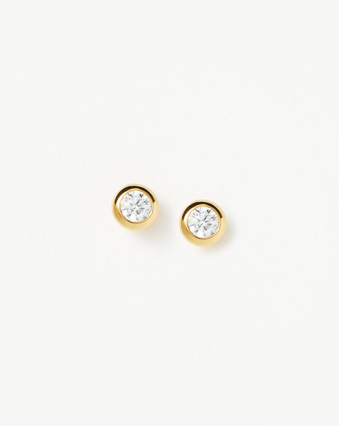 Classic Stone Stud Earrings | 18ct Gold Plated Vermeil/Cubic Zirconia Earrings Missoma