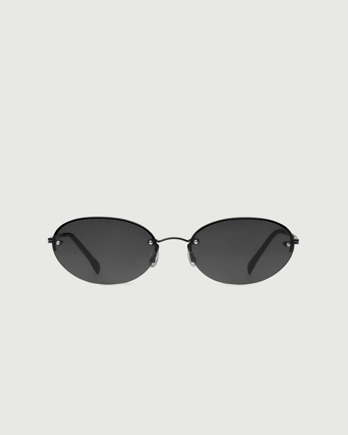 Charcoal::Coco Sunglasses oval black metal front