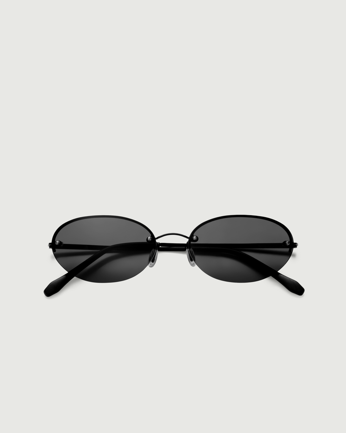 Charcoal::Coco Sunglasses oval black metal top