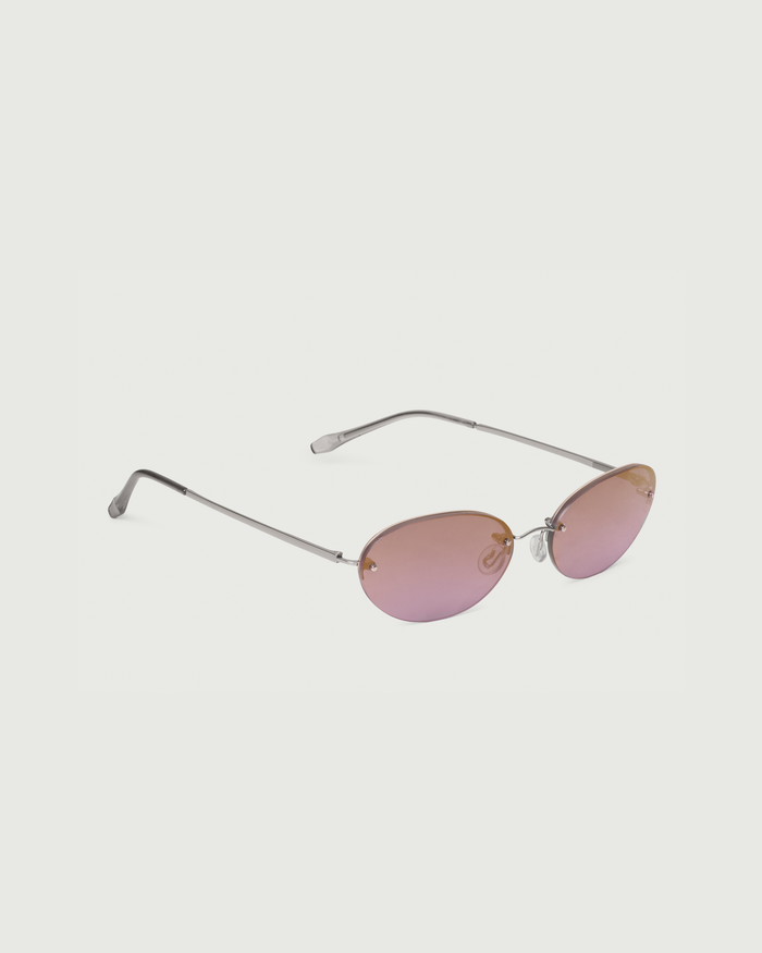 Coin Aurora::Coco Sunglasses oval silver metal front diagonal