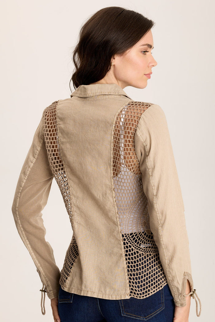 XCVI Contessa Linen/Crochet 1-Button Blazer