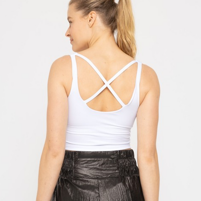 Contour Seam Longline Sports Bra-White