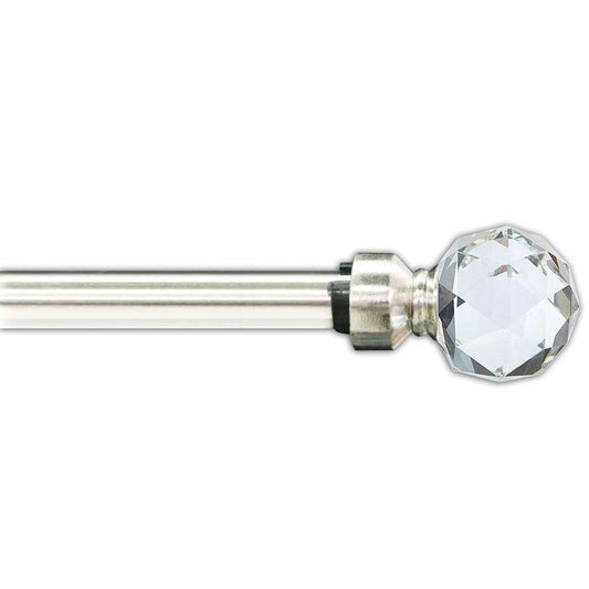 Curtain Rod 1.6-3.1m x 16-19mm Silver Crystal Ball