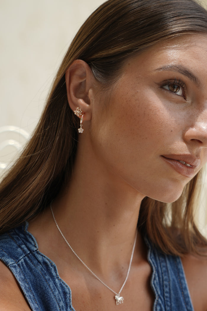 CZ Flower Hoops
