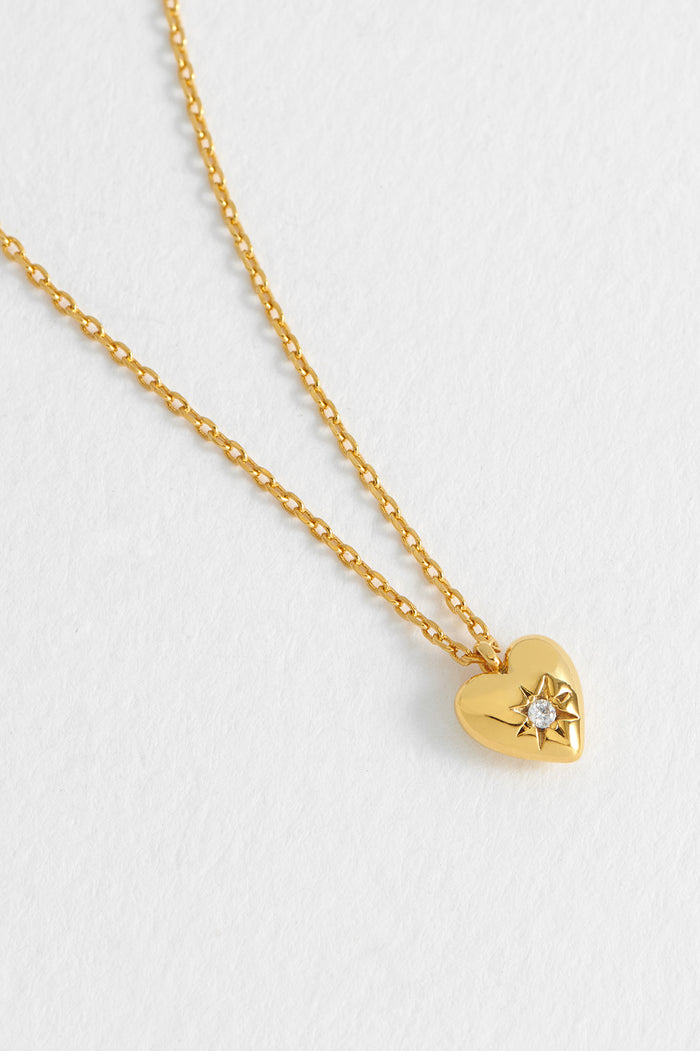 CZ Star Puffy Heart Necklace