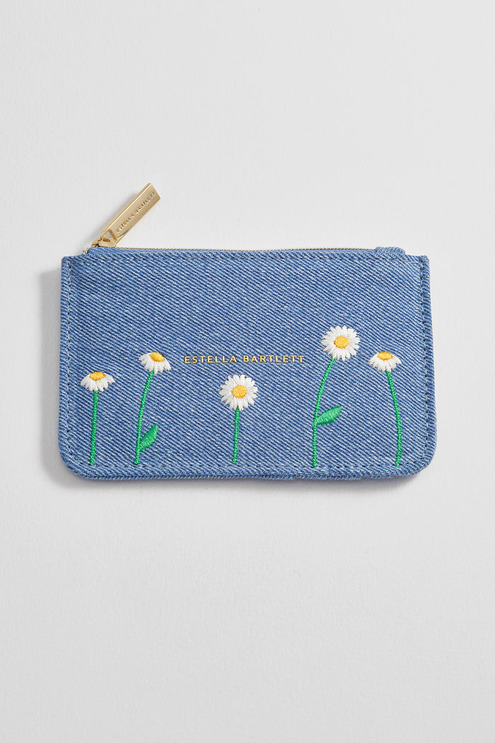 Daisy Embroidered Card Purse
