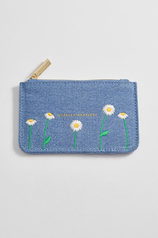 Daisy Embroidered Card Purse