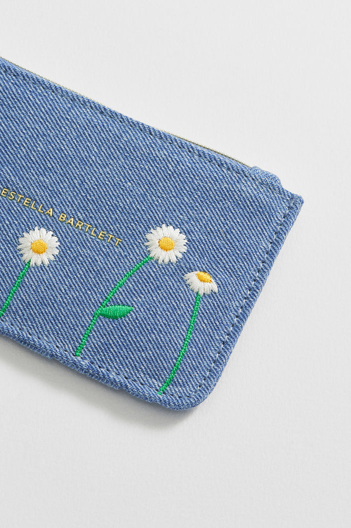 Daisy Embroidered Card Purse