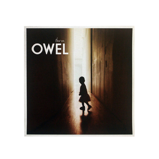 A silhouette of a child walks down a dimly lit hallway toward bright light, with "OWEL Dear Me" in white at the top left—captured as a 12x12 lithograph from OWEL.