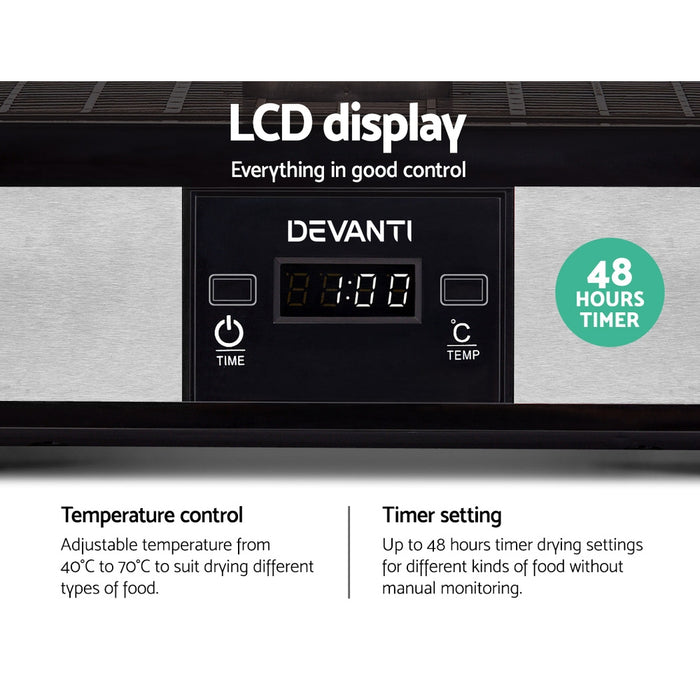 Devanti Food Dehydrator with 5 Trays Silver