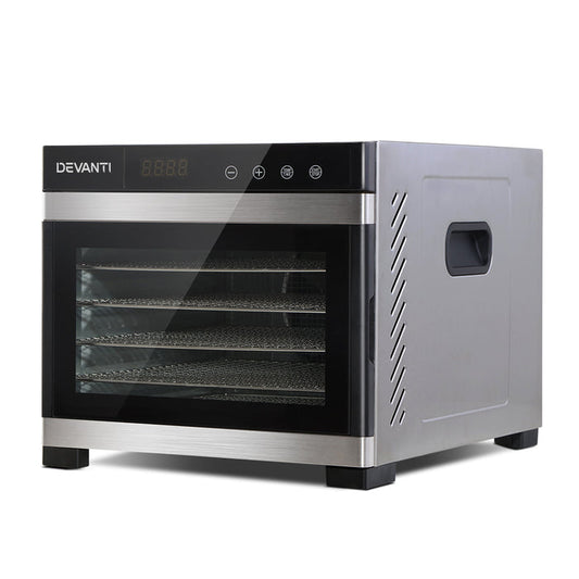 Devanti 6 Trays Commercial Food Dehydrator Stainless Steel Fruit Dryer