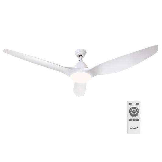 Devanti 64 DC Motor Ceiling Fan With Light LED Remote Control Fans 3 Blades White