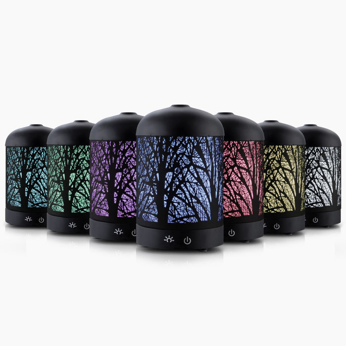 Devanti Aroma Diffuser Aromatherapy LED Night Light Air Humidifier Purifier Round 500ml Remote Control Light Wood Grain