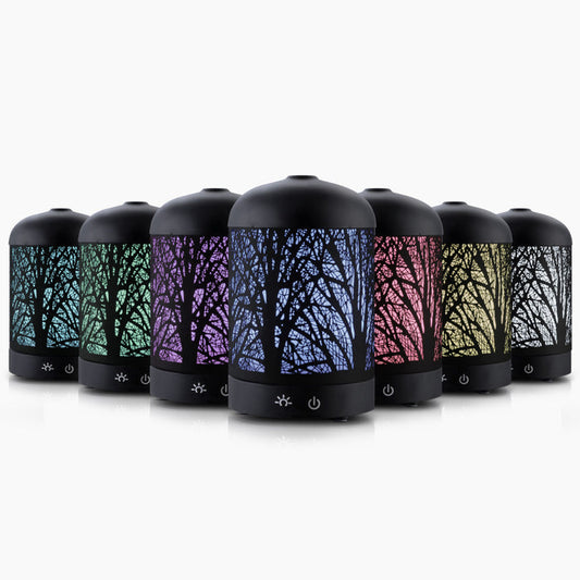 Devanti Aroma Diffuser Aromatherapy LED Night Light Air Humidifier Purifier Round 500ml Remote Control Light Wood Grain