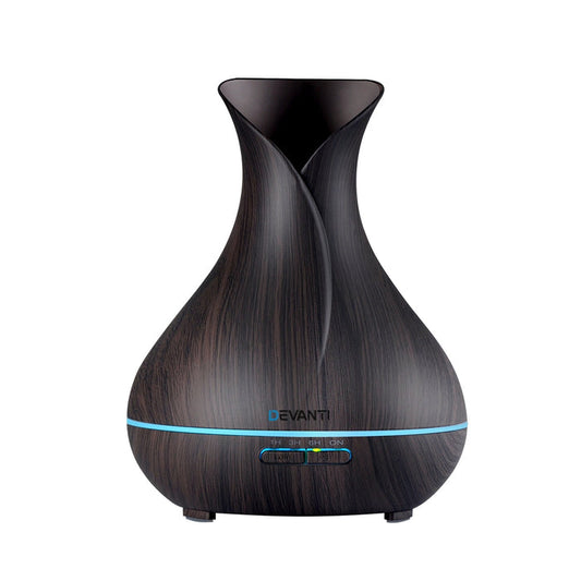 Devanti 400ml 4 in 1 Aroma Diffuser with Remote Control Dark Wood