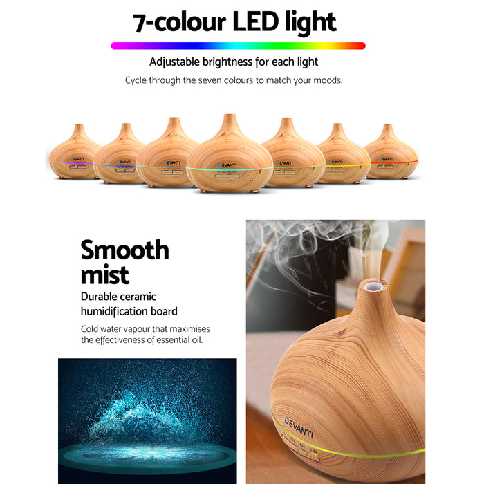 Devanti 300ml 4 in 1 Aroma Diffuser - Light Wood - Devanti