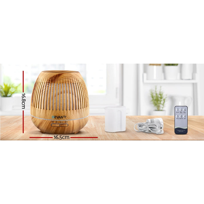 Devanti Aromatherapy Diffuser Aroma Essential Oils Air Humidifier LED Light 400ml Wood Grain