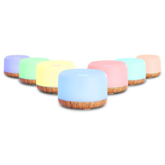 Devanti Aroma Diffuser Aromatherapy LED Night Light Air Humidifier Purifier Light Wood Grain 500ml - Devanti
