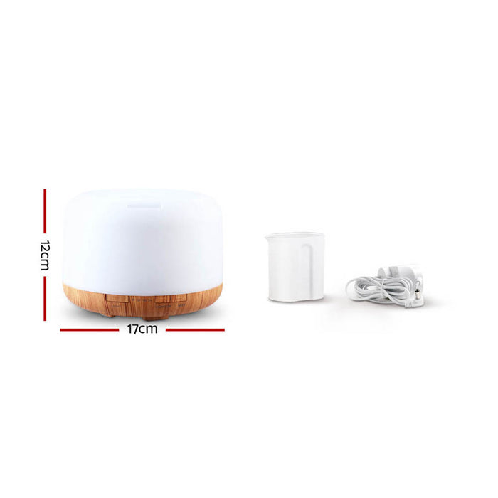 Devanti Aroma Diffuser Aromatherapy LED Night Light Air Humidifier Purifier Light Wood Grain 500ml - Devanti