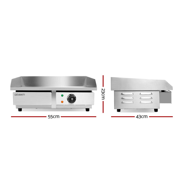 Devanti 3000W Electric Griddle Hot Plate Stainless Steel