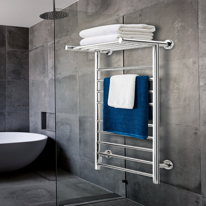 Devanti Electric Heated Towel Rail Wall Mount Silver