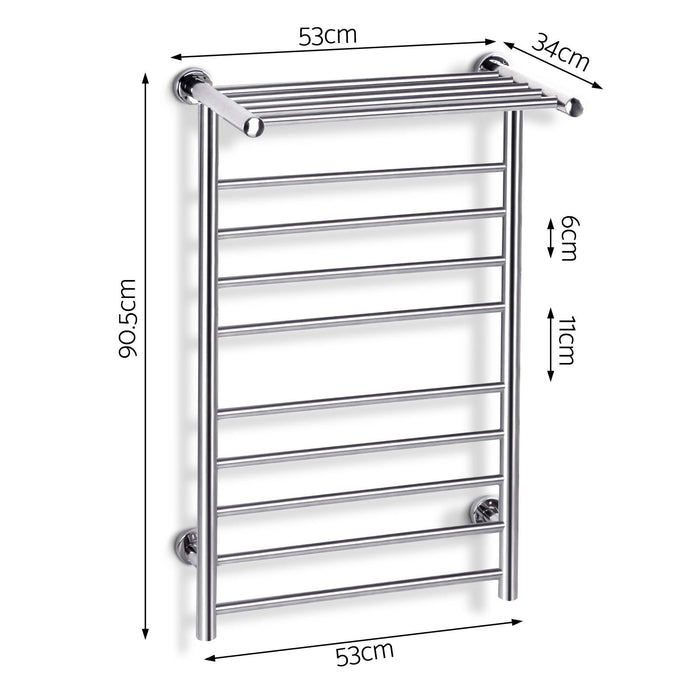 Devanti Electric Heated Towel Rail Wall Mount Silver