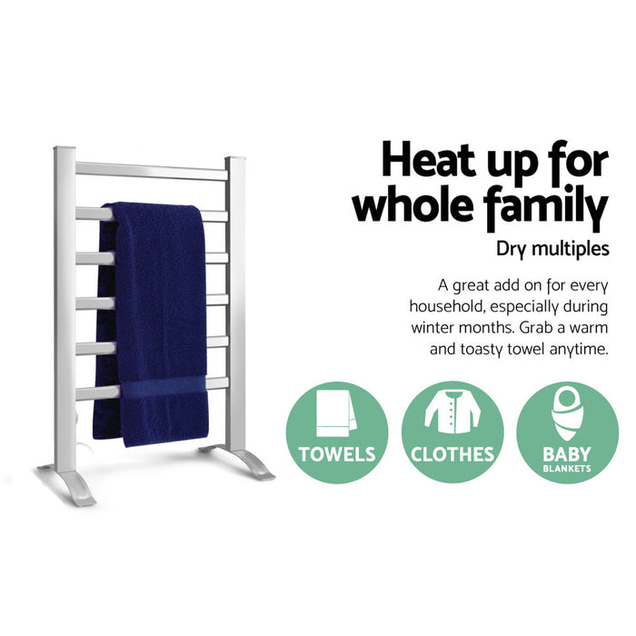 Devanti Electric Heated Towel Rail Standing Silver