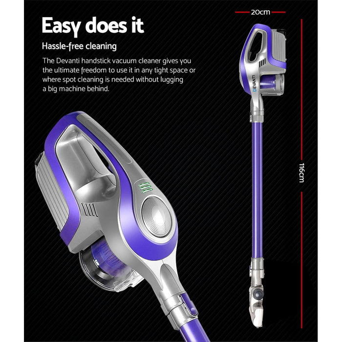 Devanti Cordless Stick Vacuum Cleaner Purple and Grey
